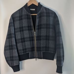 vince plaid bomber jacket